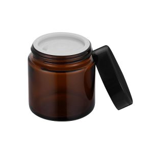 100mls Amber Glass Jar  with Black Lid and Inner Lid Shive - 10 pieces