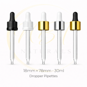 30ml Glass Pipette Dropper – 18mm/78mm for Aromatherapy Bottles