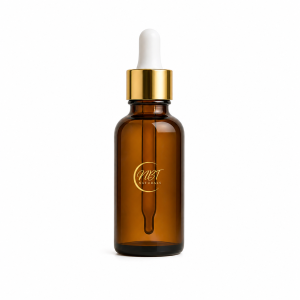 30 ml amber  empty glass bottle & Gold& White Pipette - 18mm