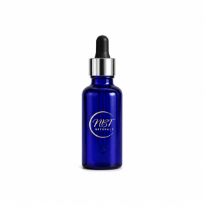 30ml Blue empty glass bottle & Gold & black Pipette - 18mm